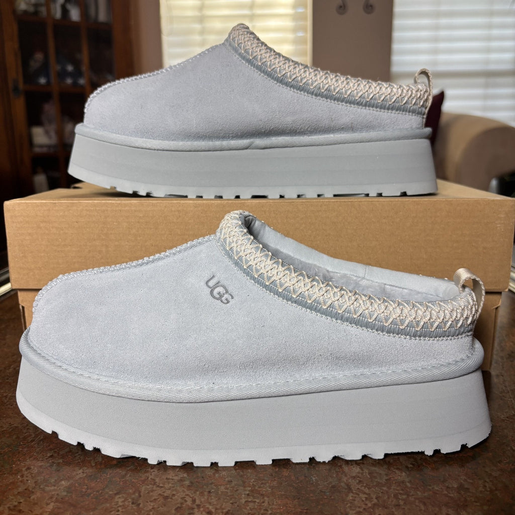 UGG Tazz Slippers Womens Size 8 Seafoam Blue Platform Sheepskin Comfort Warm NEW