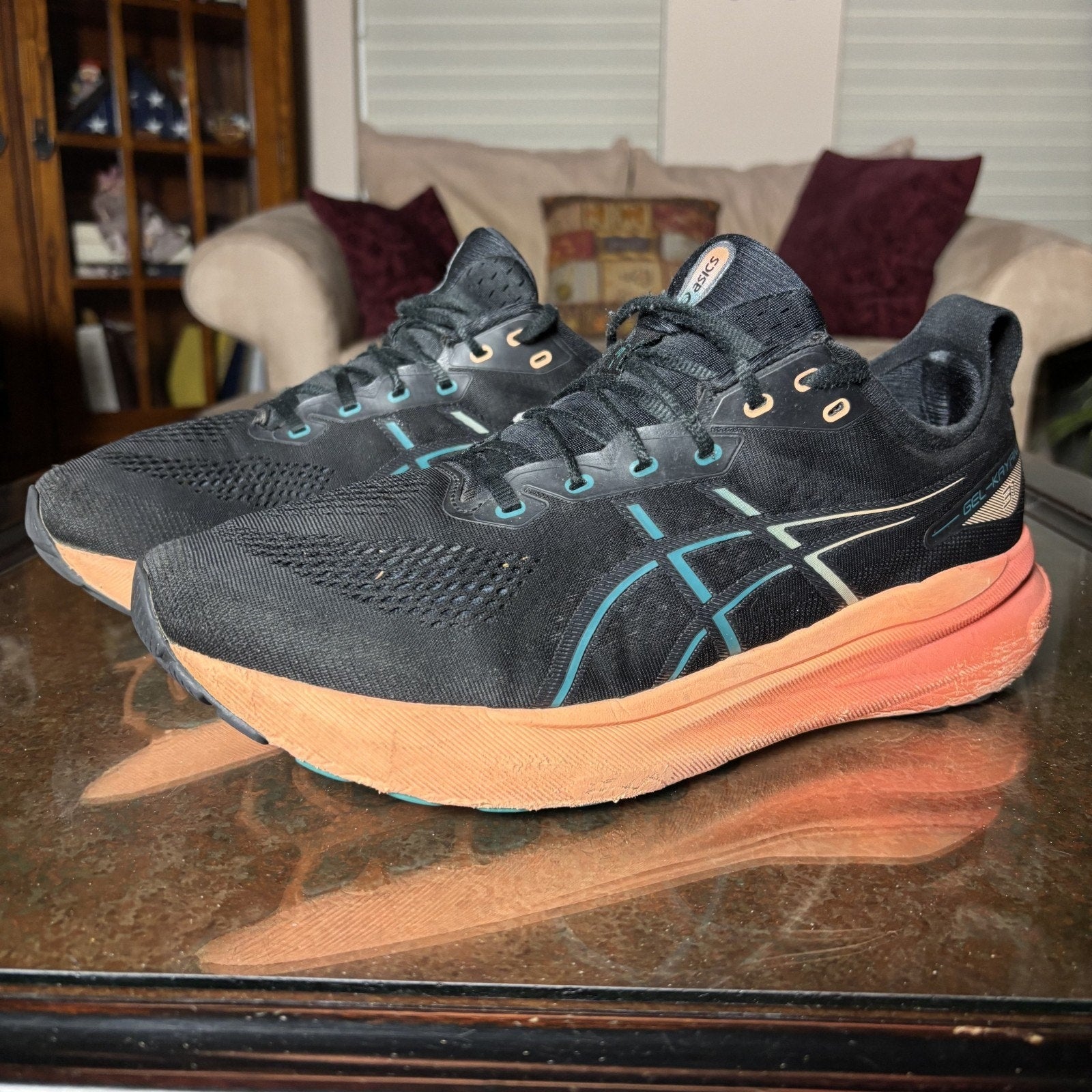 Asics Gel Kayano 31 Shoes Men's 13 Black Orange Road Running Athletic Sneakers