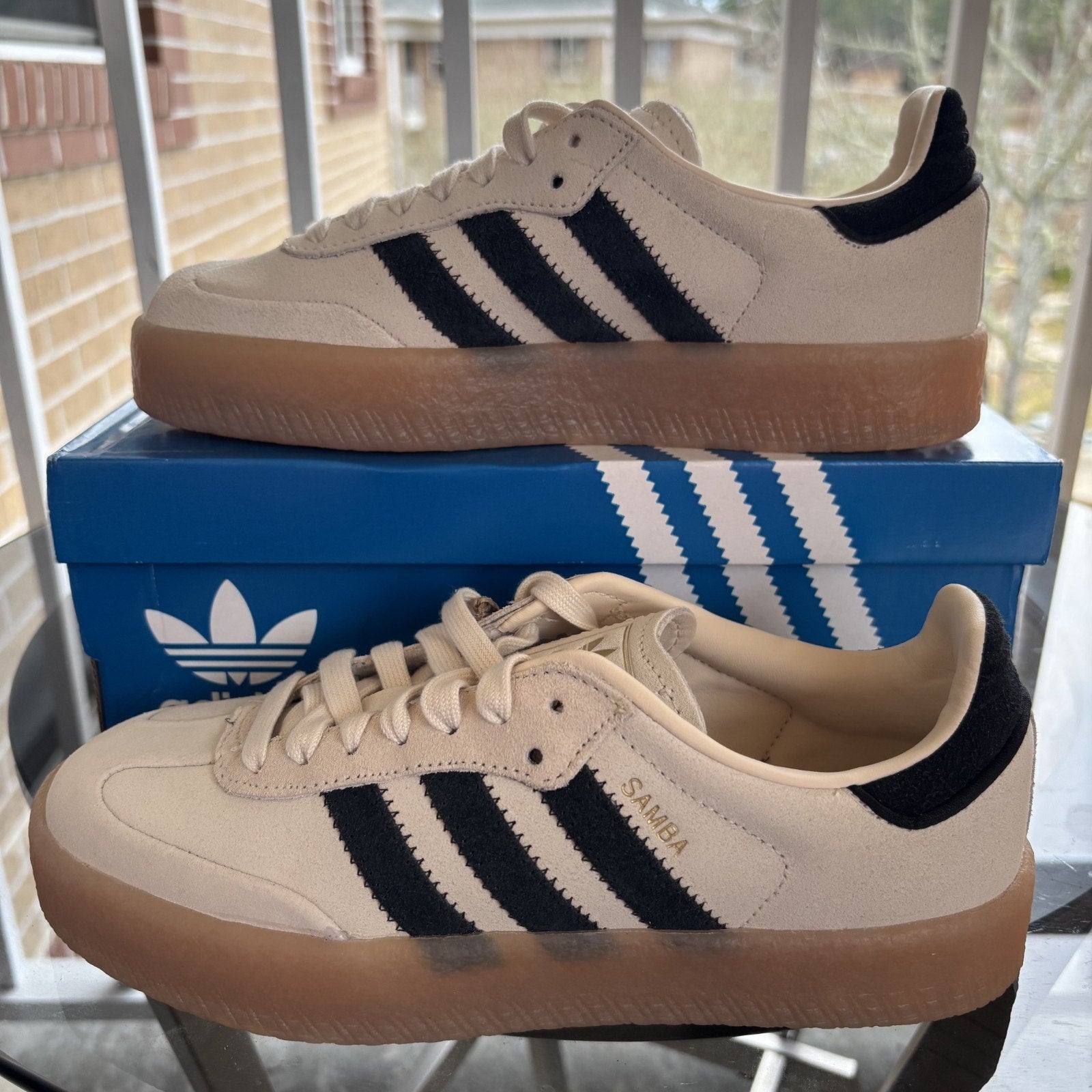 Adidas Sambae Cream Black Gum Suede Lifestyle Casual Sneakers Women's Sizes NEW