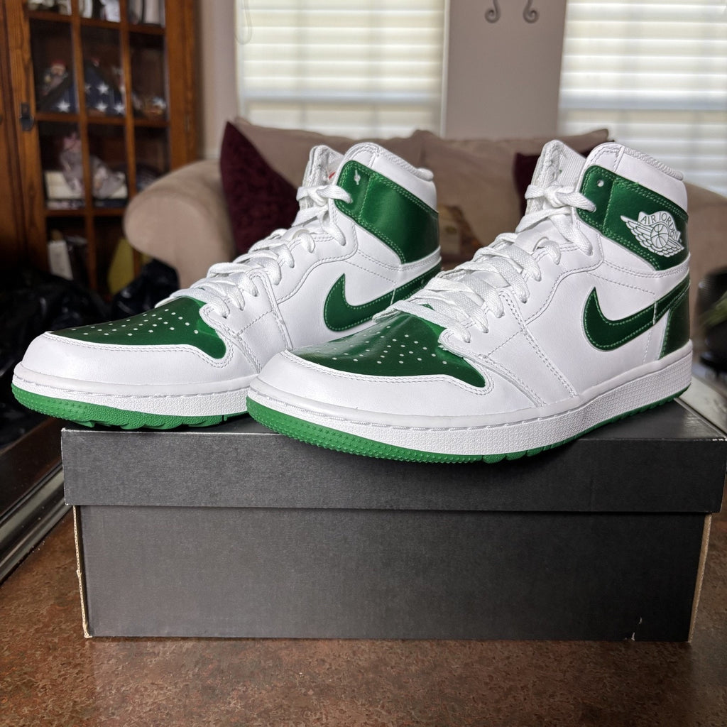Nike Air Jordan 1 High Golf Shoes White Metallic Green DQ0660-130 Mens Sizes NEW