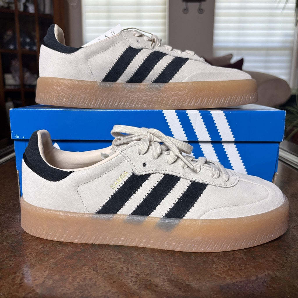 Adidas Sambae Shoes Women's 9.5 Cream Black Gum Suede Lifestyle Casual Sneakers
