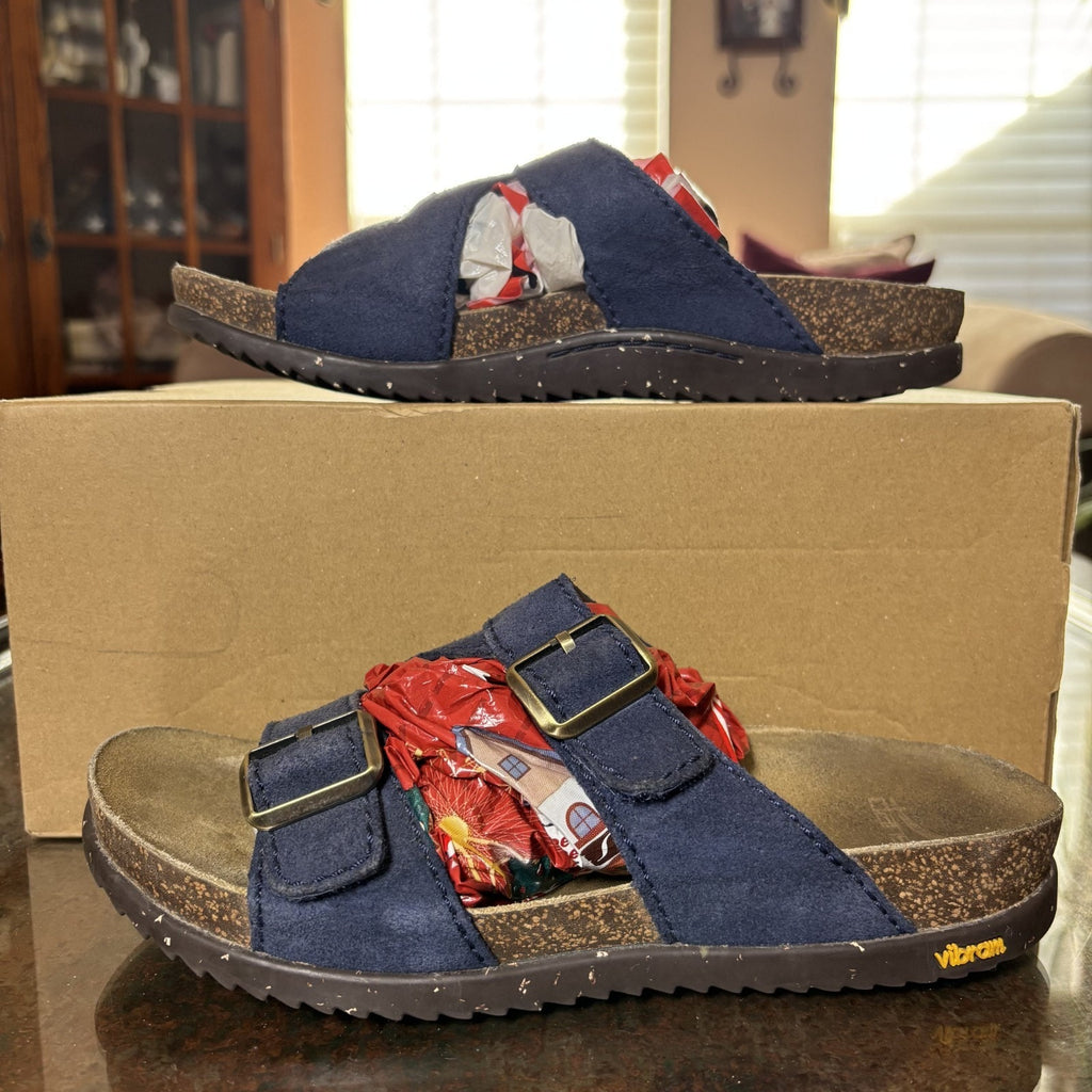 Dansko Dayna Sandals EU 39 Womens 8.5-9 Blue Suede Double Buckle Strappy Slipper