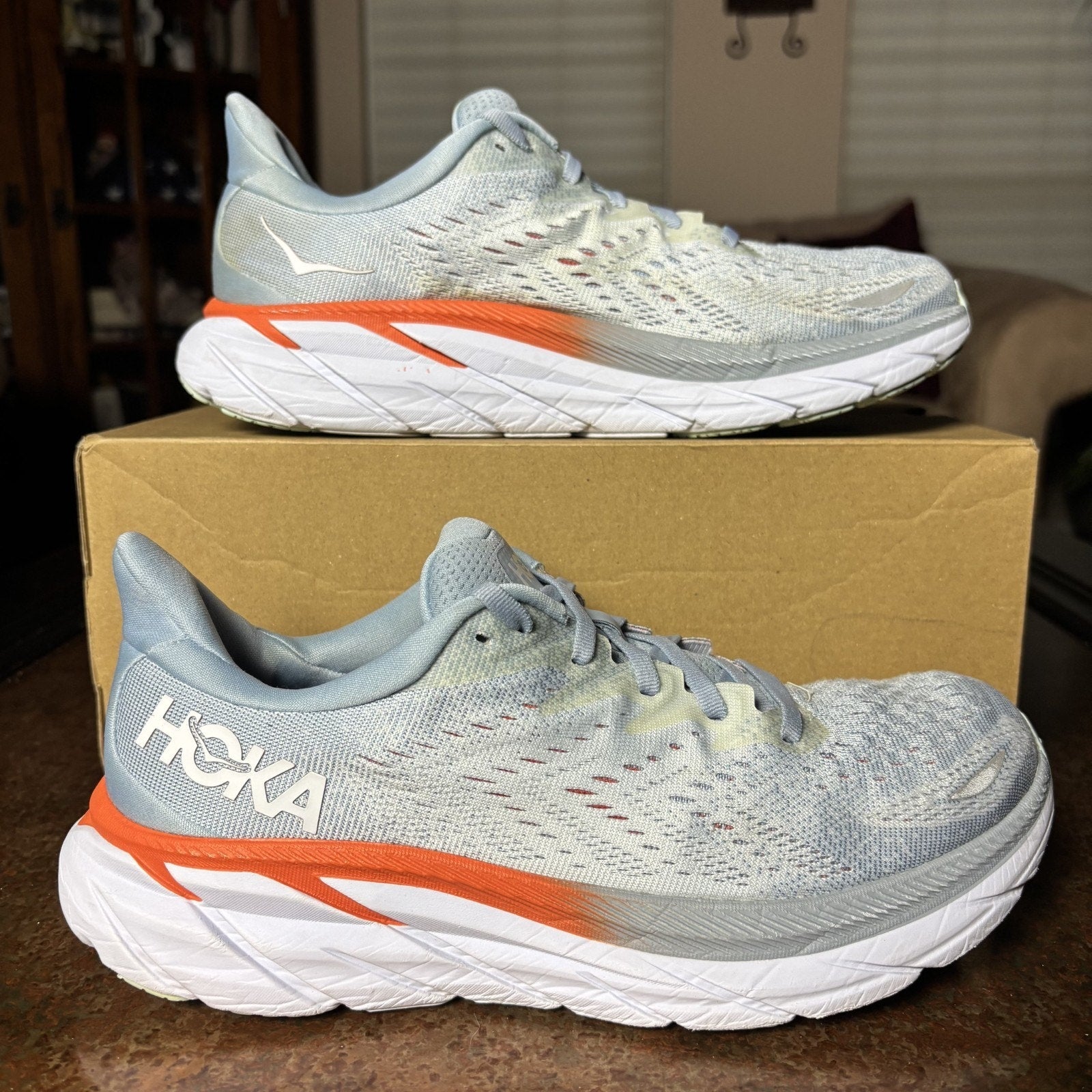Hoka One One Clifton 8 Shoes Women's Size 9 Blue Road Running Athletic Sneakers