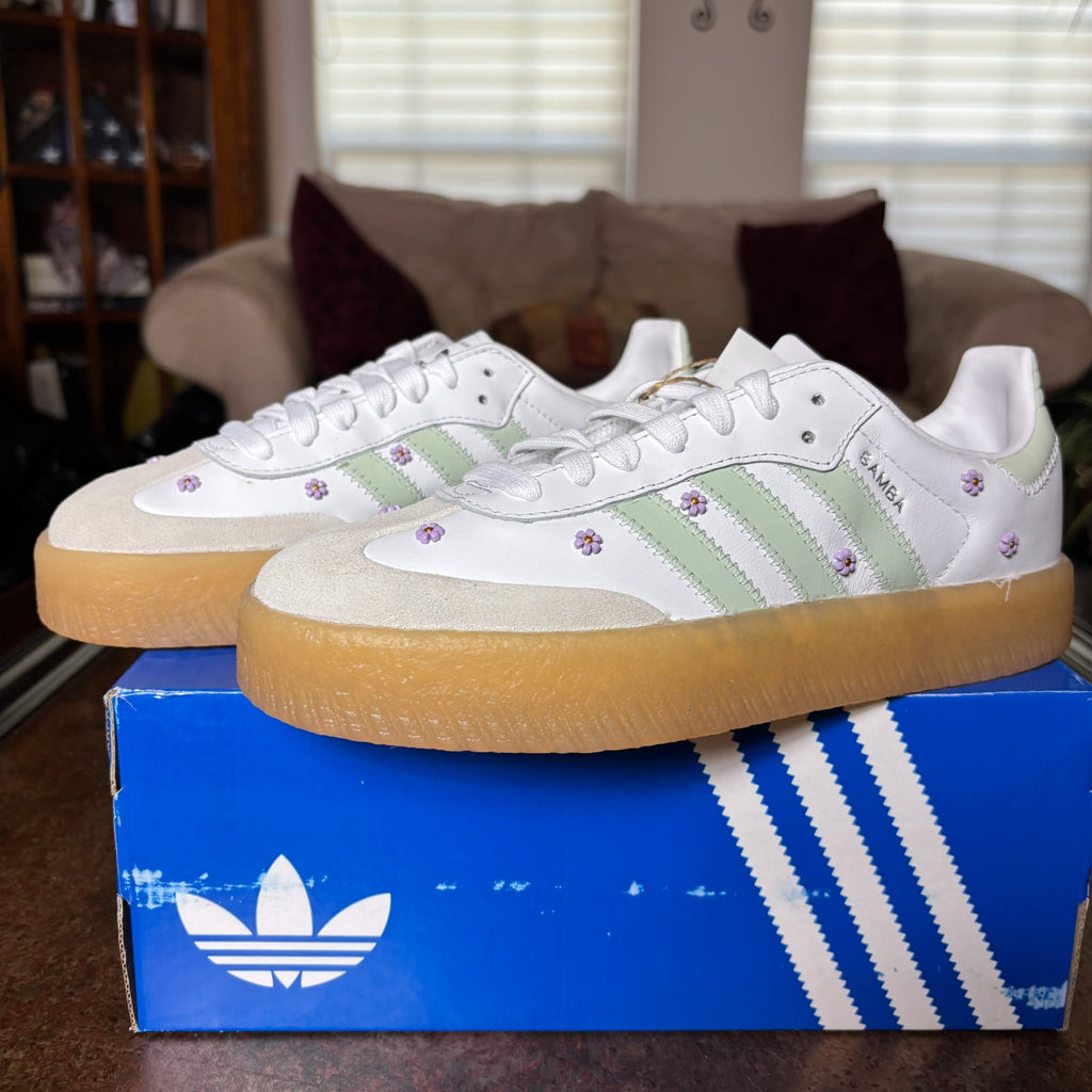 Adidas Sambae White Green Gum Casual Lifestyle Shoes Sneakers Women's Sizes NEW