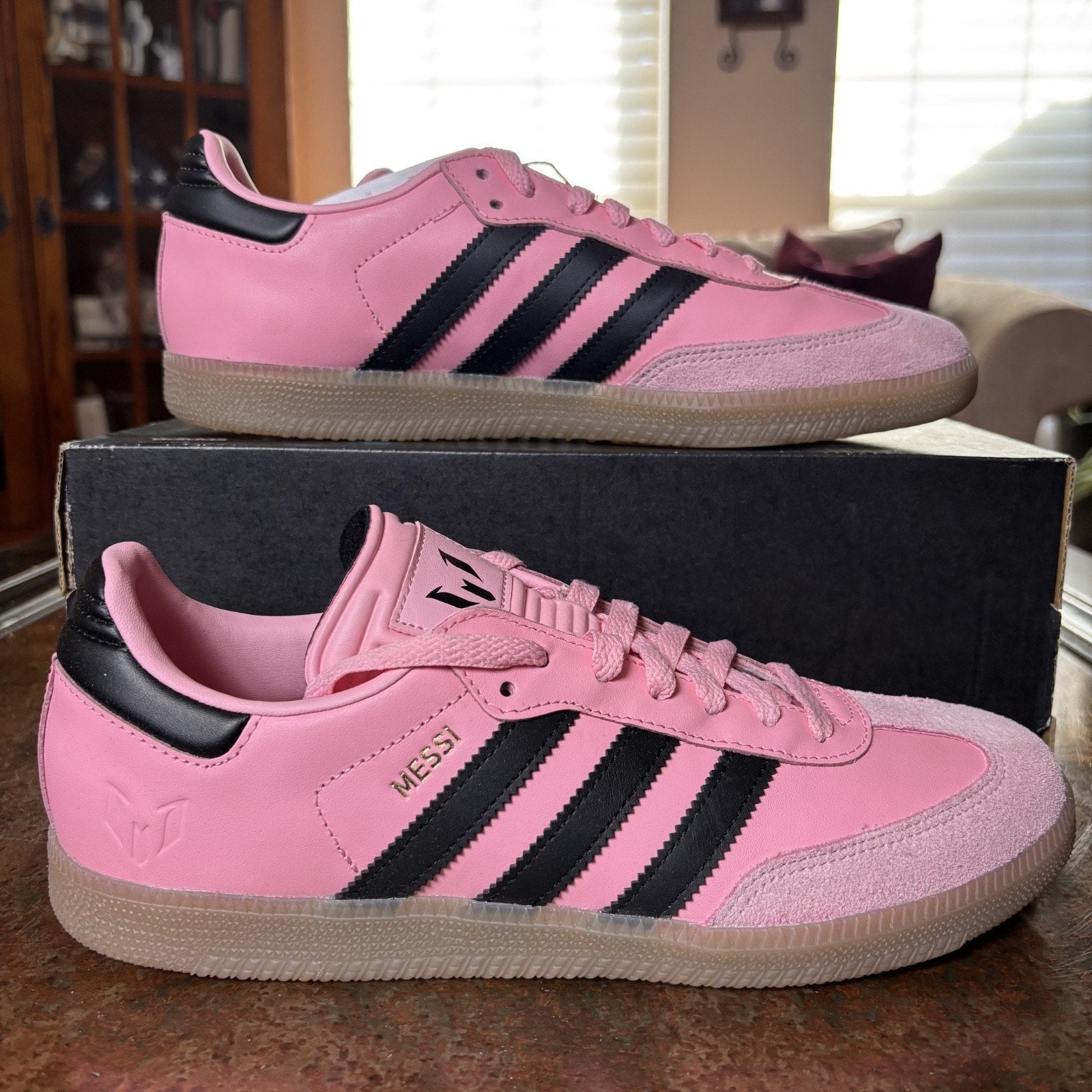 Adidas Samba Messi Light Shoes Mens Size 9 Pink Black Gum Lifestyle Sneakers NEW