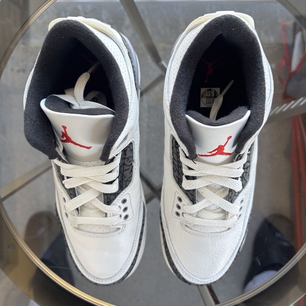 Nike Air Jordan 3 Retro Shoes Women's Size 7 White Cement Grey Sneakers B-Grade