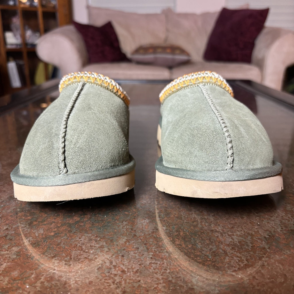 UGG Tasman Slippers Women's 8 Olive Green Lined Suede Sheep Skin Shoes Sneakers
