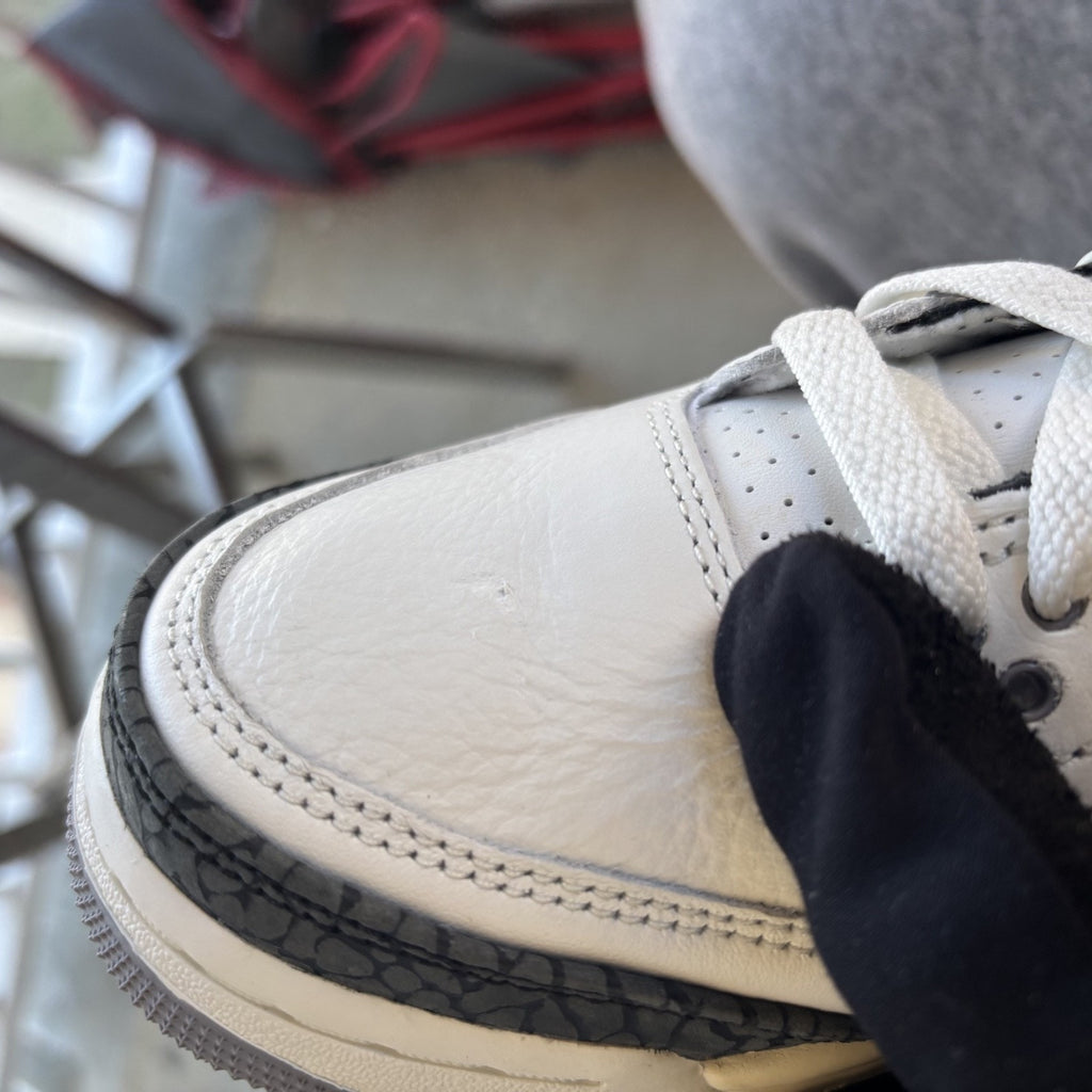 Nike Air Jordan 3 Retro Shoes Women's Size 7 White Cement Grey Sneakers B-Grade