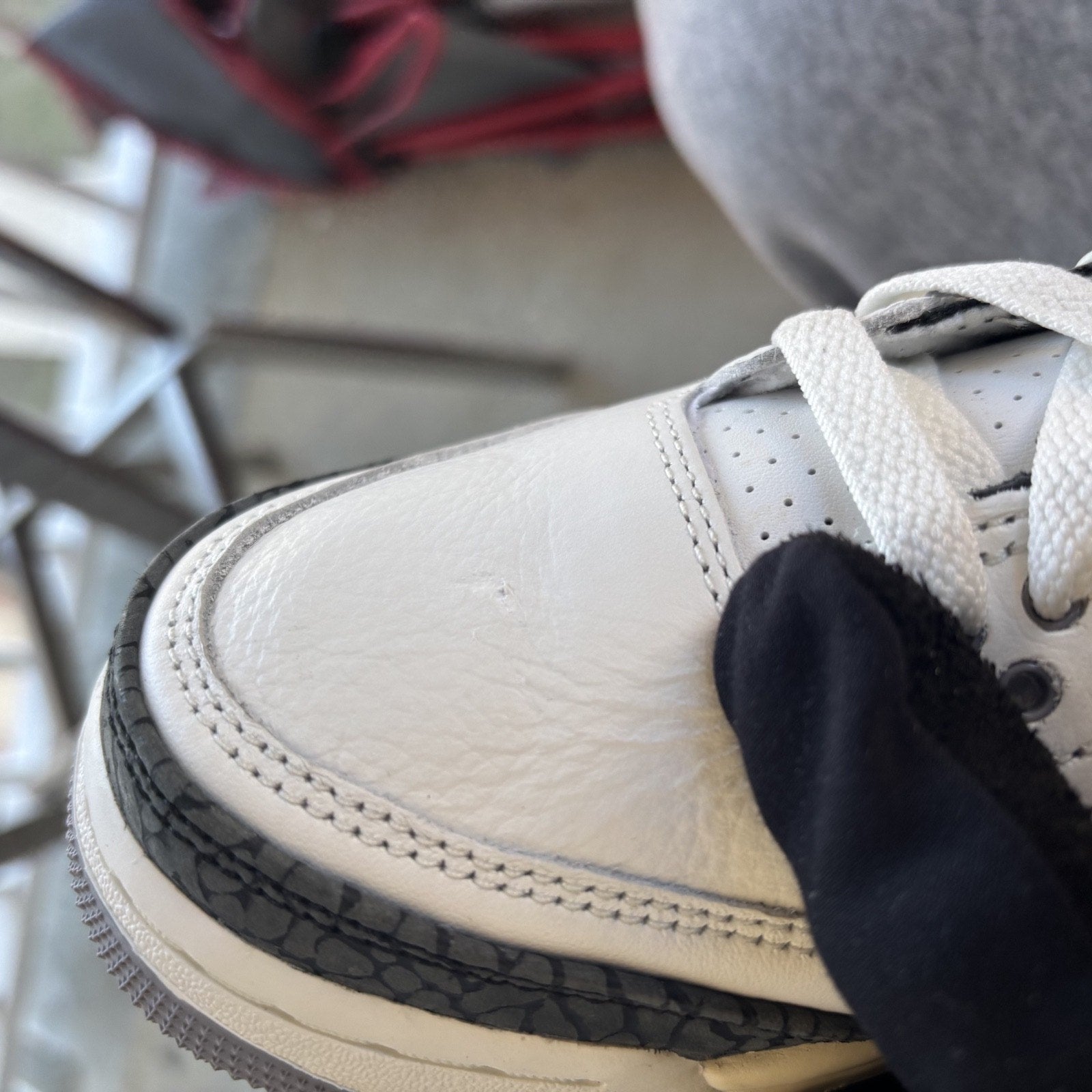 Nike Air Jordan 3 Retro Shoes Women's Size 7 White Cement Grey Sneakers B-Grade