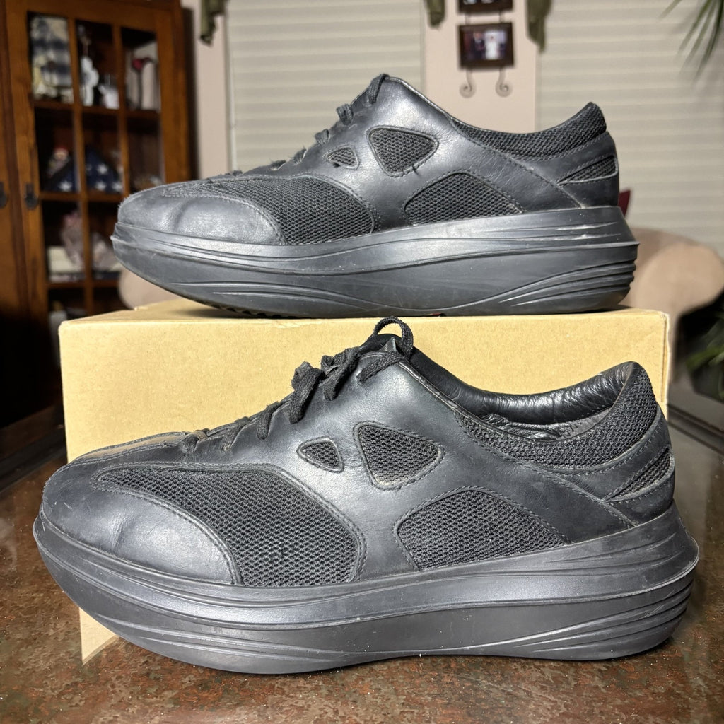 Kybun Silvaplana Shoes Mens Size 10 Black Italian Leather Mesh Comfort Sneakers