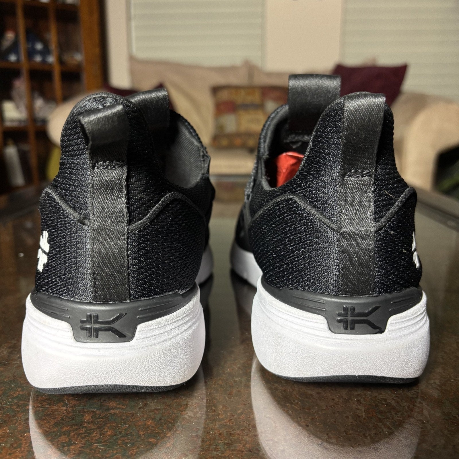 Kuru Flex Slip On Shoes Mens 11.5 Black White Athletic Comfort Walking Sneakers
