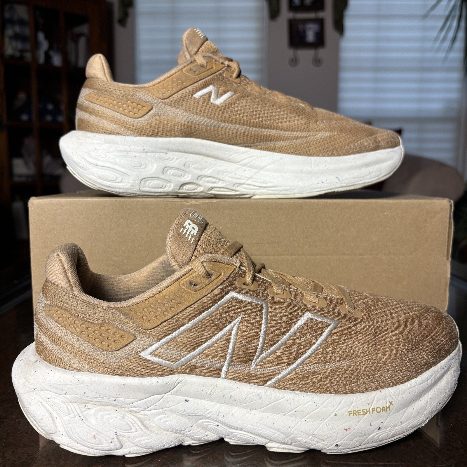 New Balance Fresh Foam X 1080 V13 Shoes Womens 9 Beige Running Athletic Sneakers