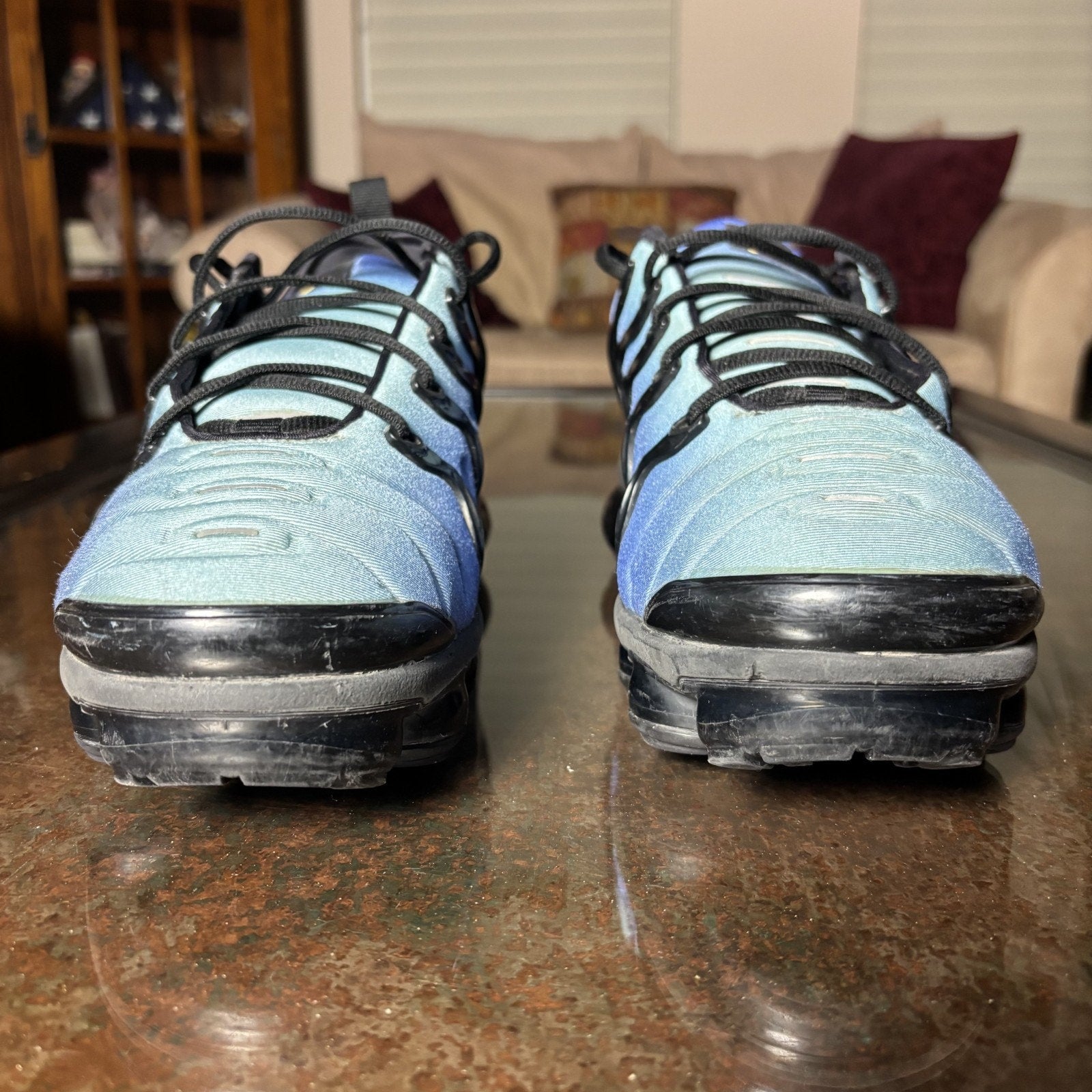 Nike Air Vapormax Plus Shoes Mens 10.5 Blue Black Athletic Gym Lifestyle Sneaker