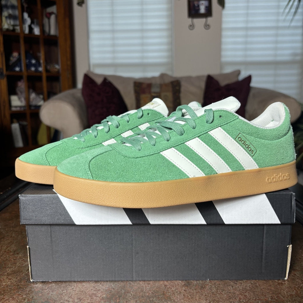 Adidas VL Court 2.0 Shoes Mens Size 10 Green White Lifestyle Casual Sneakers NEW