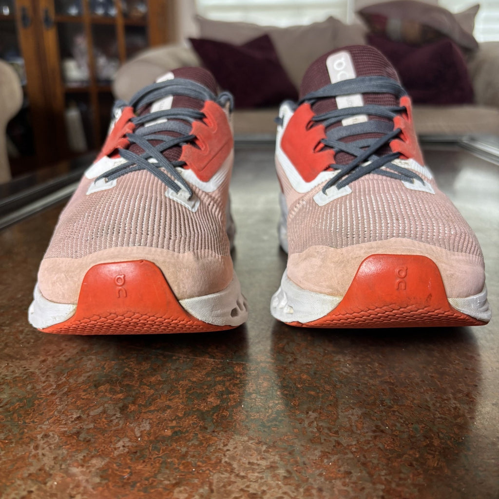 On Cloudstratus Shoes Women's Size 8 Pink Red Road Running Athletic Gym Sneakers
