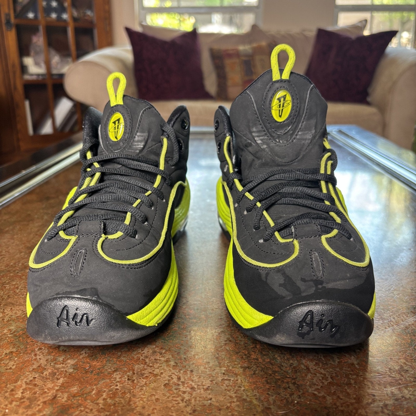 Nike Air Zoom Penny 2 LE Shoes Mens Sz 8 Black Volt Athletic Basketball Sneakers
