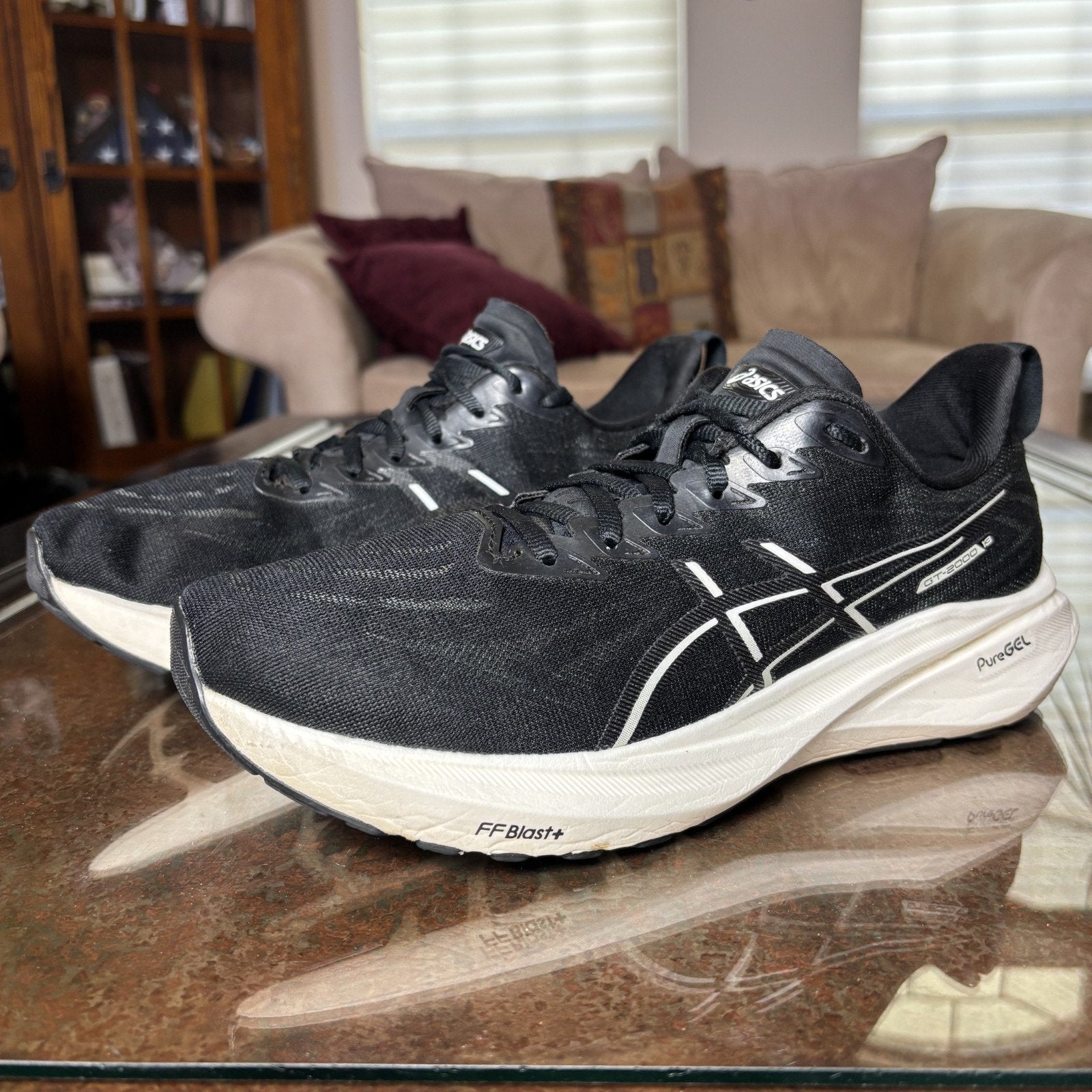 Asics GT-2000 13 Shoes Women's 10 Black White Running Athletic Comfort Sneakers