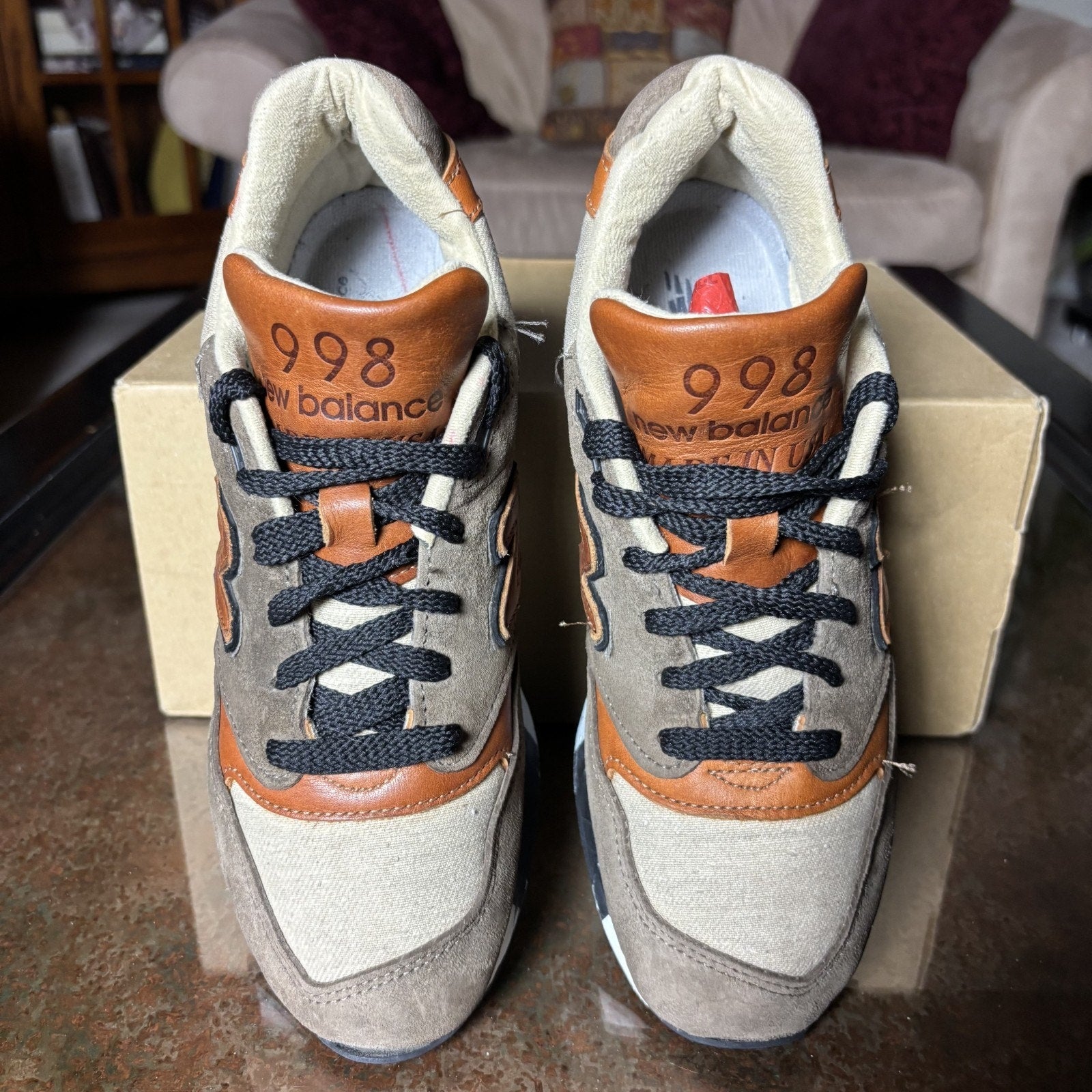 New Balance 998 Shoes Womens Size 7.5 Brown Leather Suede Lifestyle Gym Sneakers
