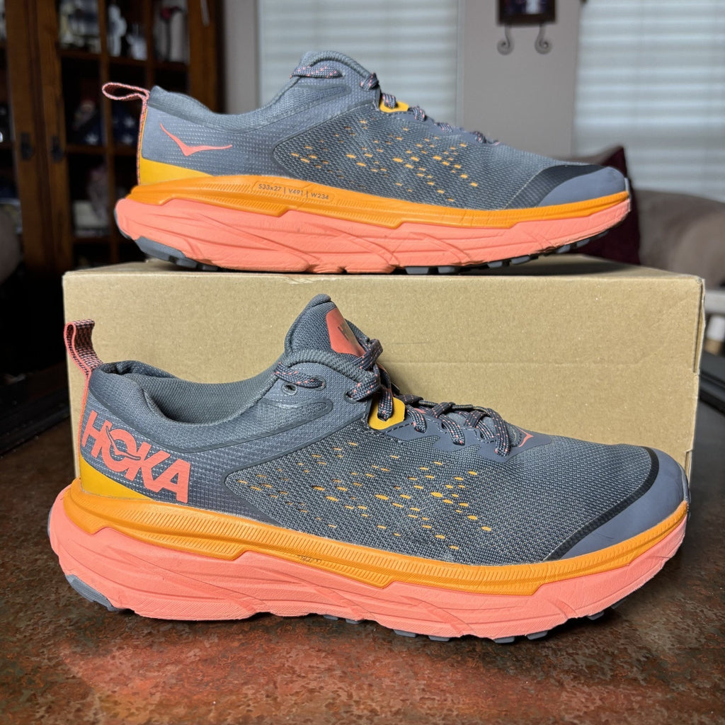 Hoka One One Challenger ATR 6 Shoes Women's Size 8.5 Grey Orange Trail Running