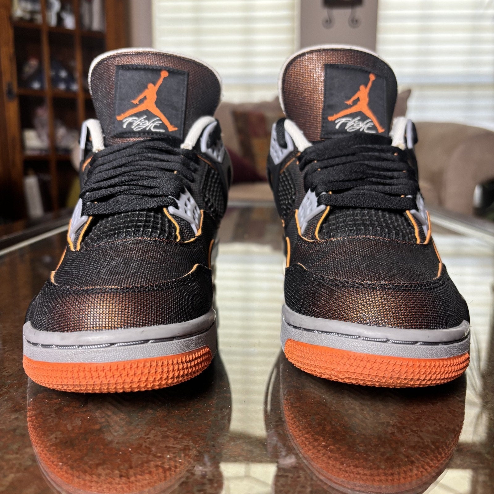 Air Jordan 4 Retro Starfish Shoes Women's 9.5 Orange Casual Basketball Sneakers