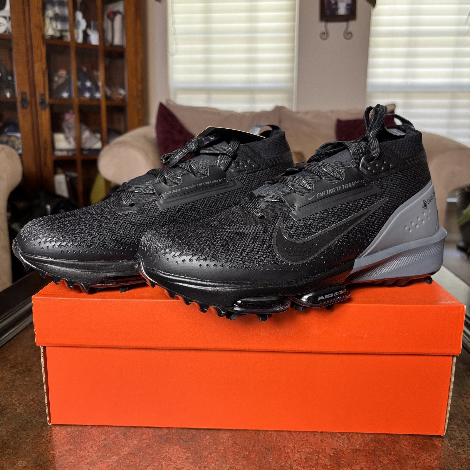 Nike Air Zoom Infinity Tour 2 Next% GTX Golf Shoes Black Grey Cleats Mens Sizes