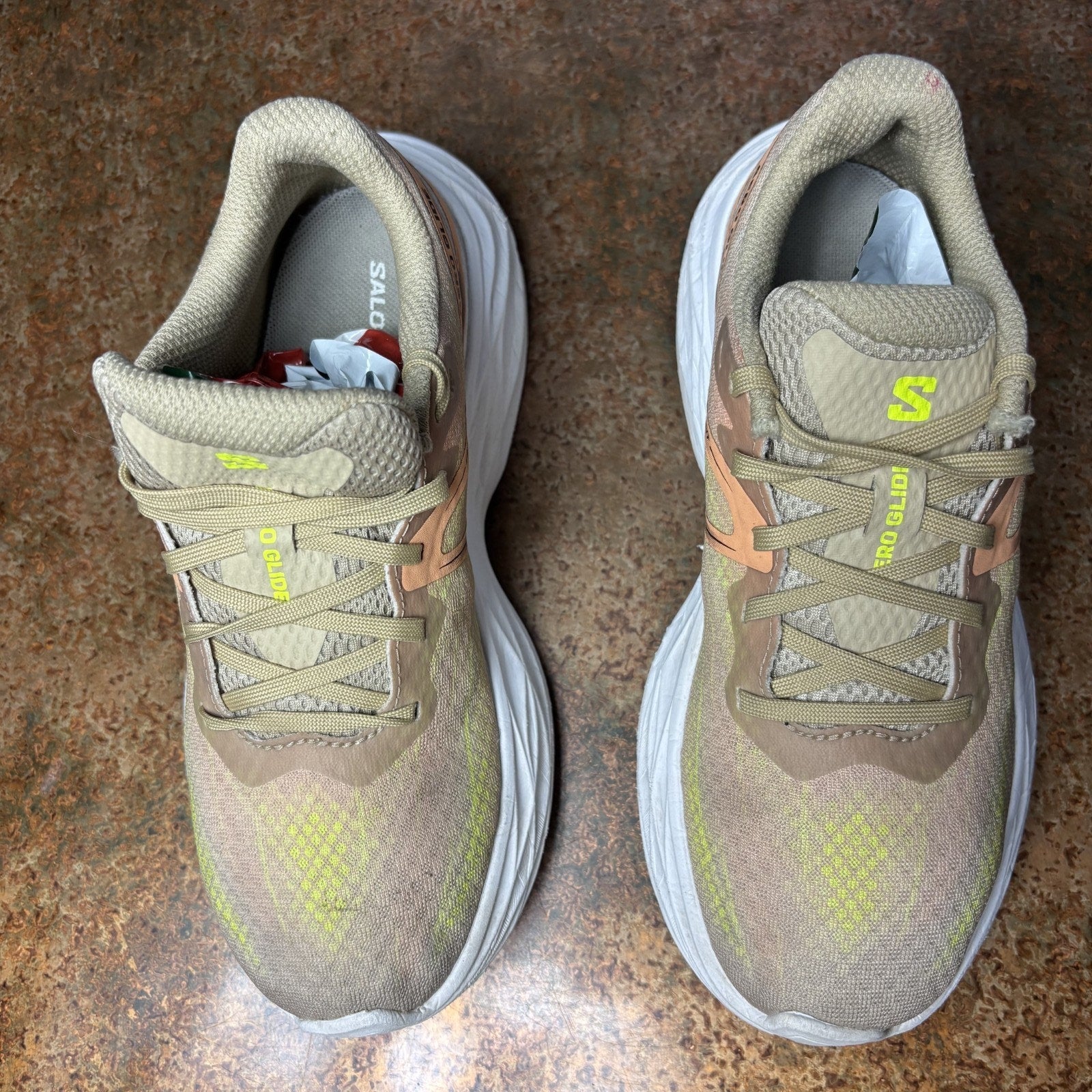 Salomon Aero Glide Shoes Women's Size 5 Beige Road Running Athletic Gym Sneakers