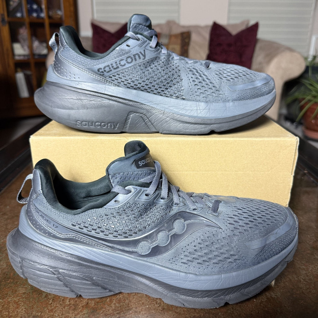 Saucony Guide 17 Shoes Mens Size 10.5 Black Road Running Athletic Gym Sneakers