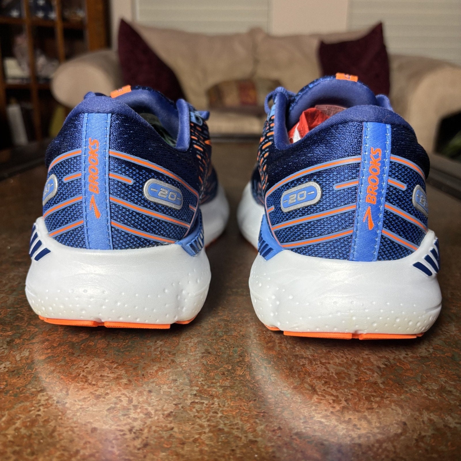 Brooks Glycerin GTS 20 Shoes Men's 9 Blue Orange Road Running Athletic Sneakers