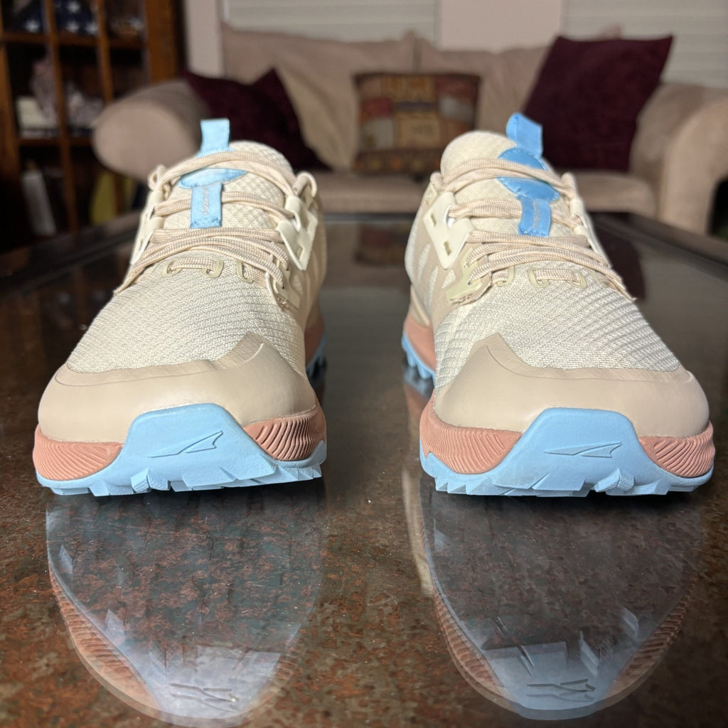 Altra Lone Peak 7 Shoes Women's Size 6 Beige Blue Trail Running Outdoor Sneakers
