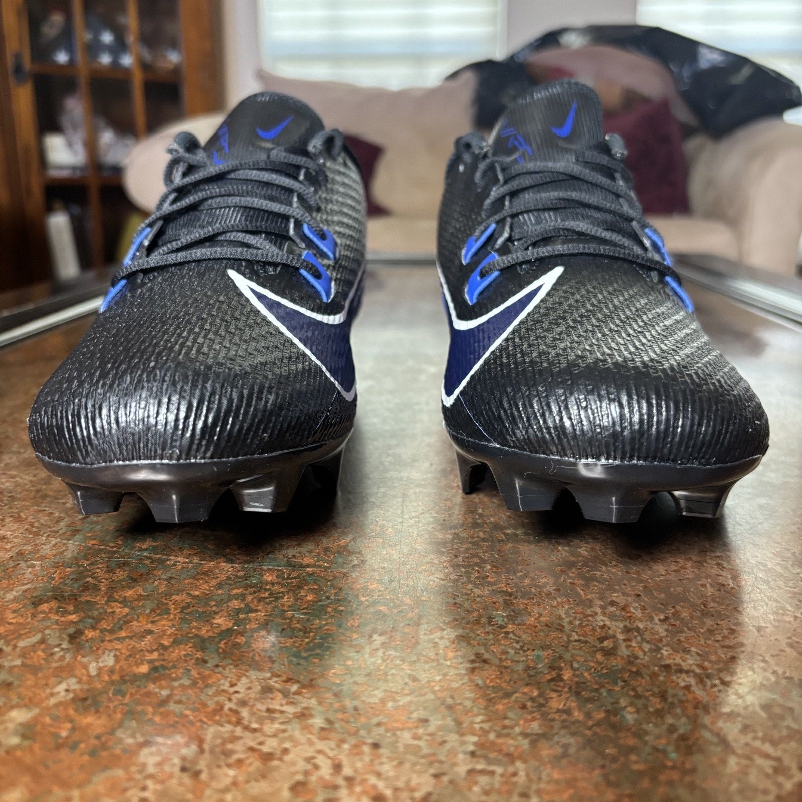 Nike Vapor Edge Speed 360 2 Football Cleats Mens Size 12 Black Royal Blue New