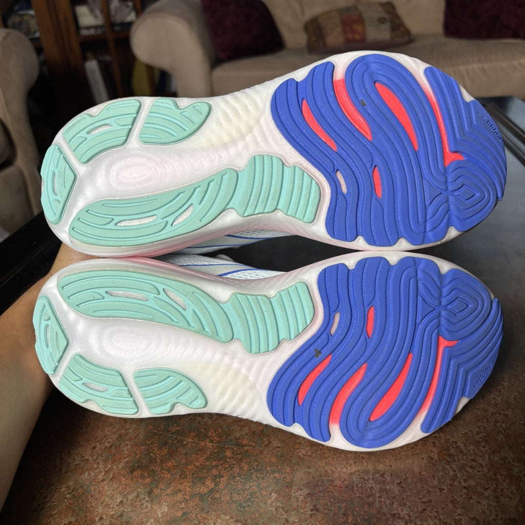 Brooks Glycerin 22 Womens Size 11 White Blue Pink Walking Running Shoes Sneakers