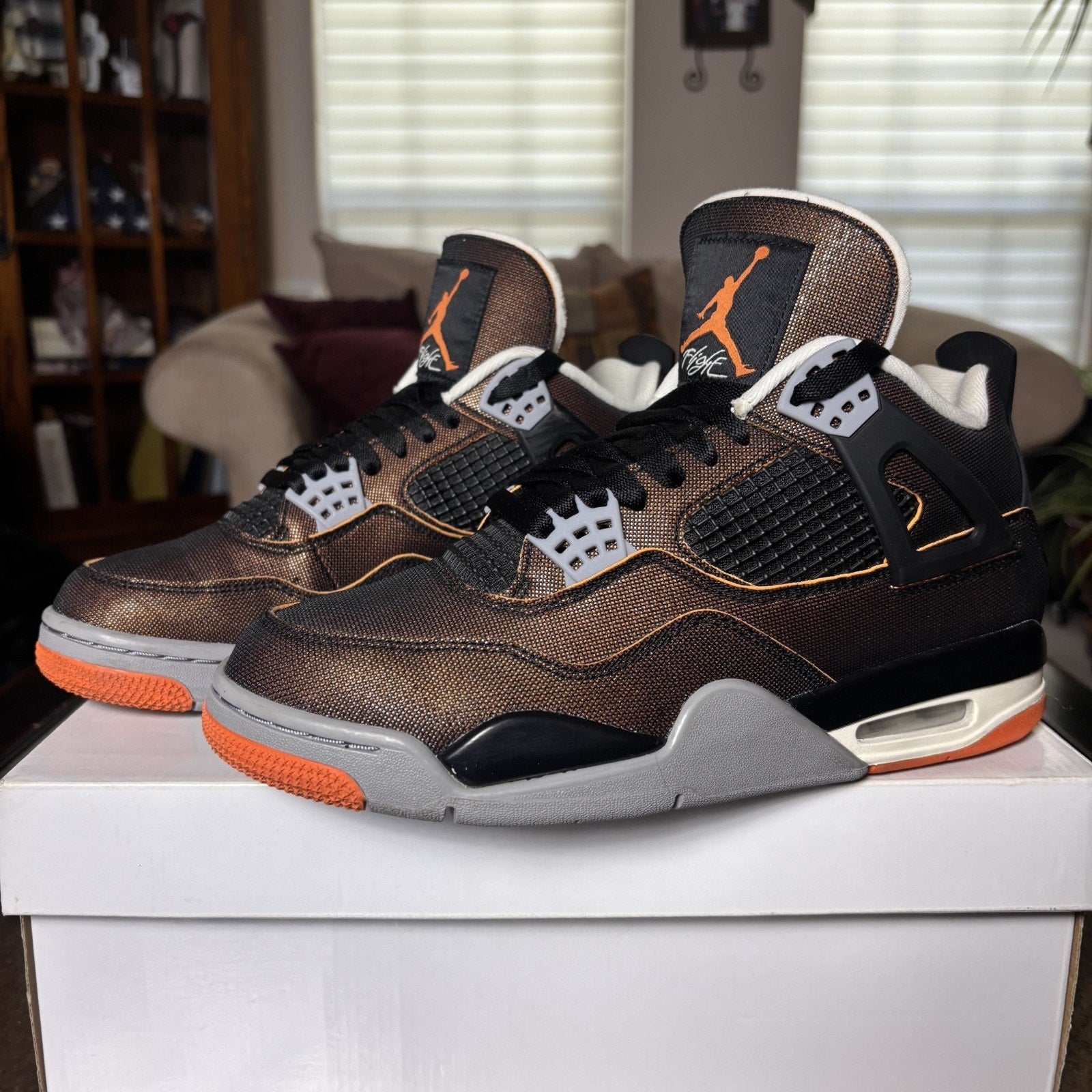 Air Jordan 4 Retro Starfish Shoes Women's 9.5 Orange Casual Basketball Sneakers