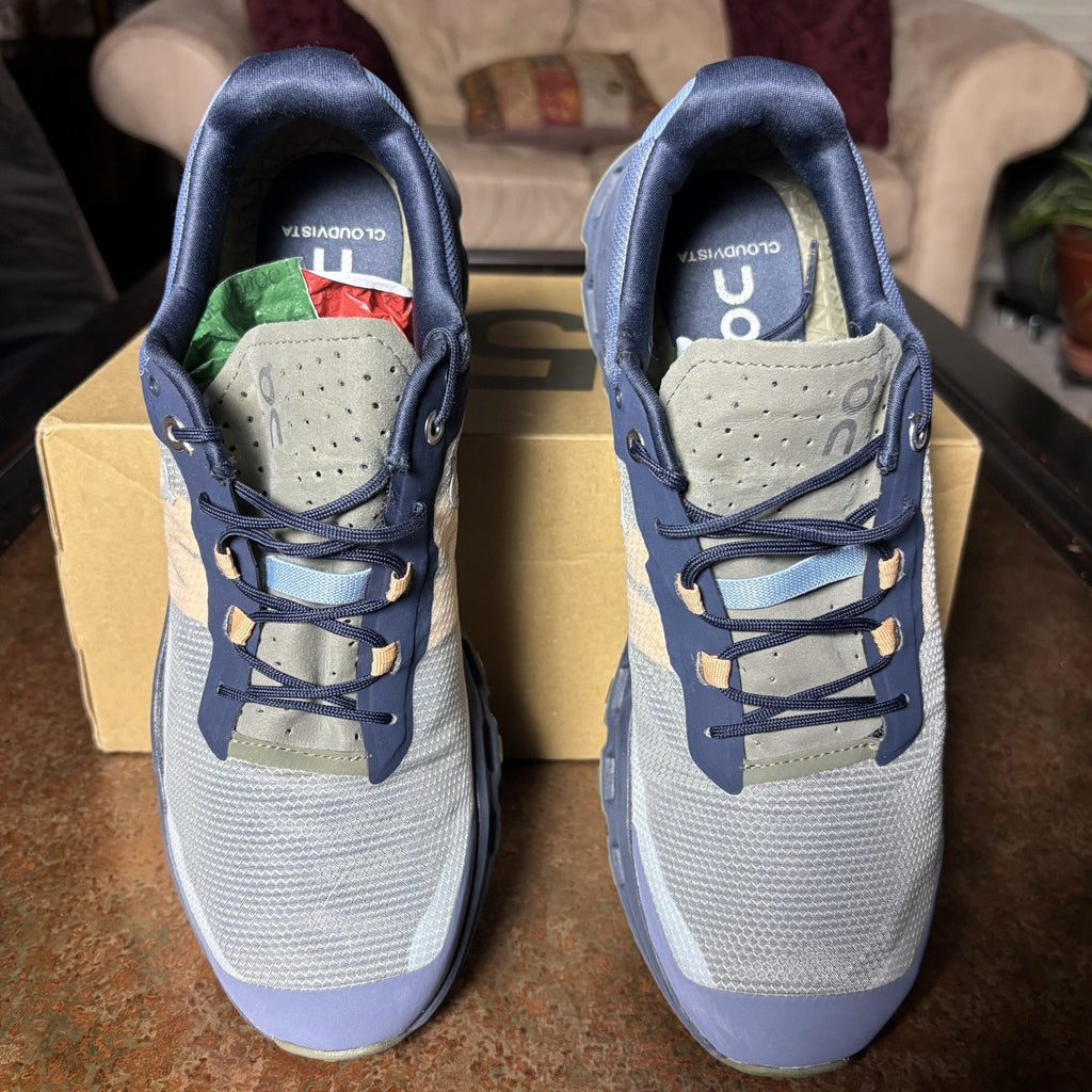 On Cloudvista Men's 9.5 Grey Blue Trail Running Athletic Outdoor Shoes Sneakers