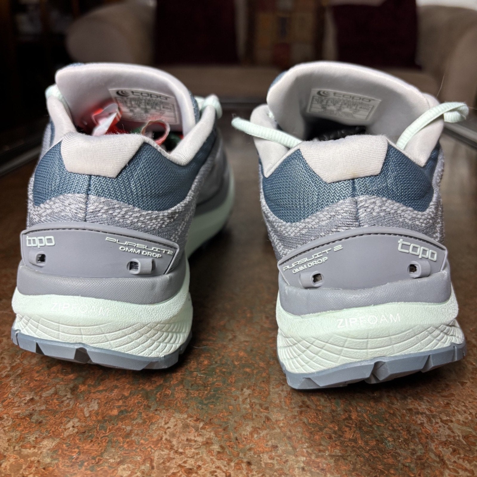 Topo Athletic Pursuit 2 Shoes Women's Size 10 Grey Mint Trail Running Sneakers