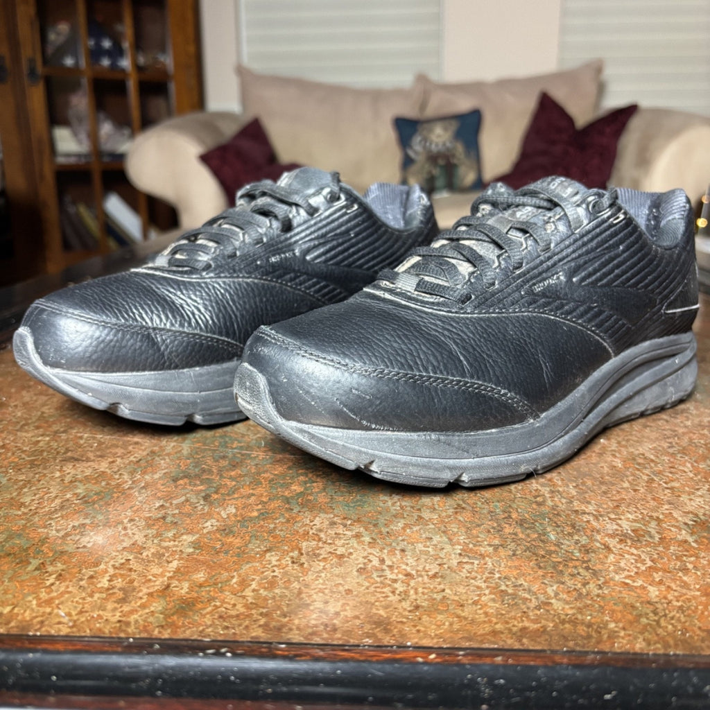 Brooks Addiction Walker 2 Shoes Womens 8.5 D Wide Black Leather Comfort Sneakers