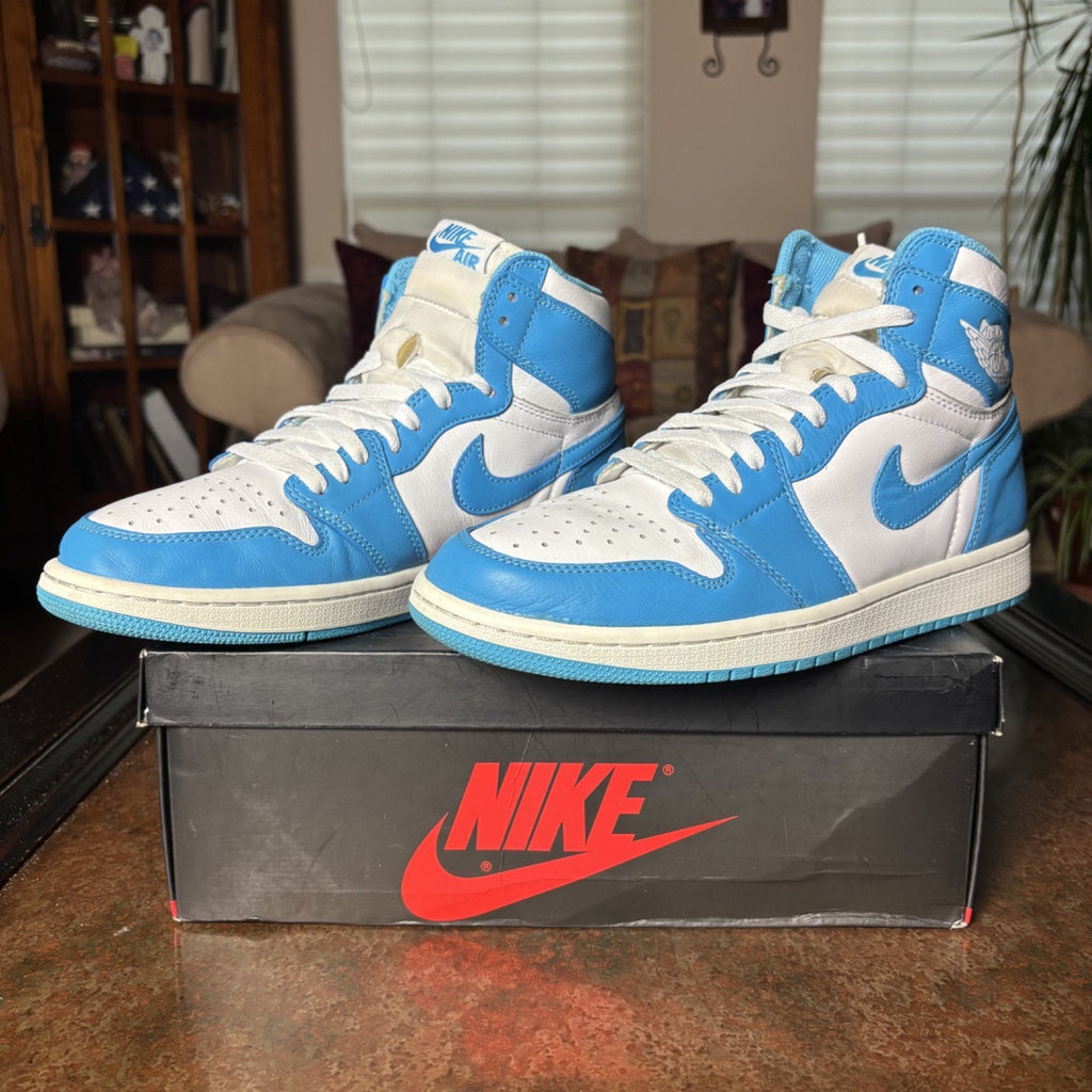 Nike Jordan 1 Retro High OG Shoe UNC University Blue White 2015 Men Sz 9 Sneaker