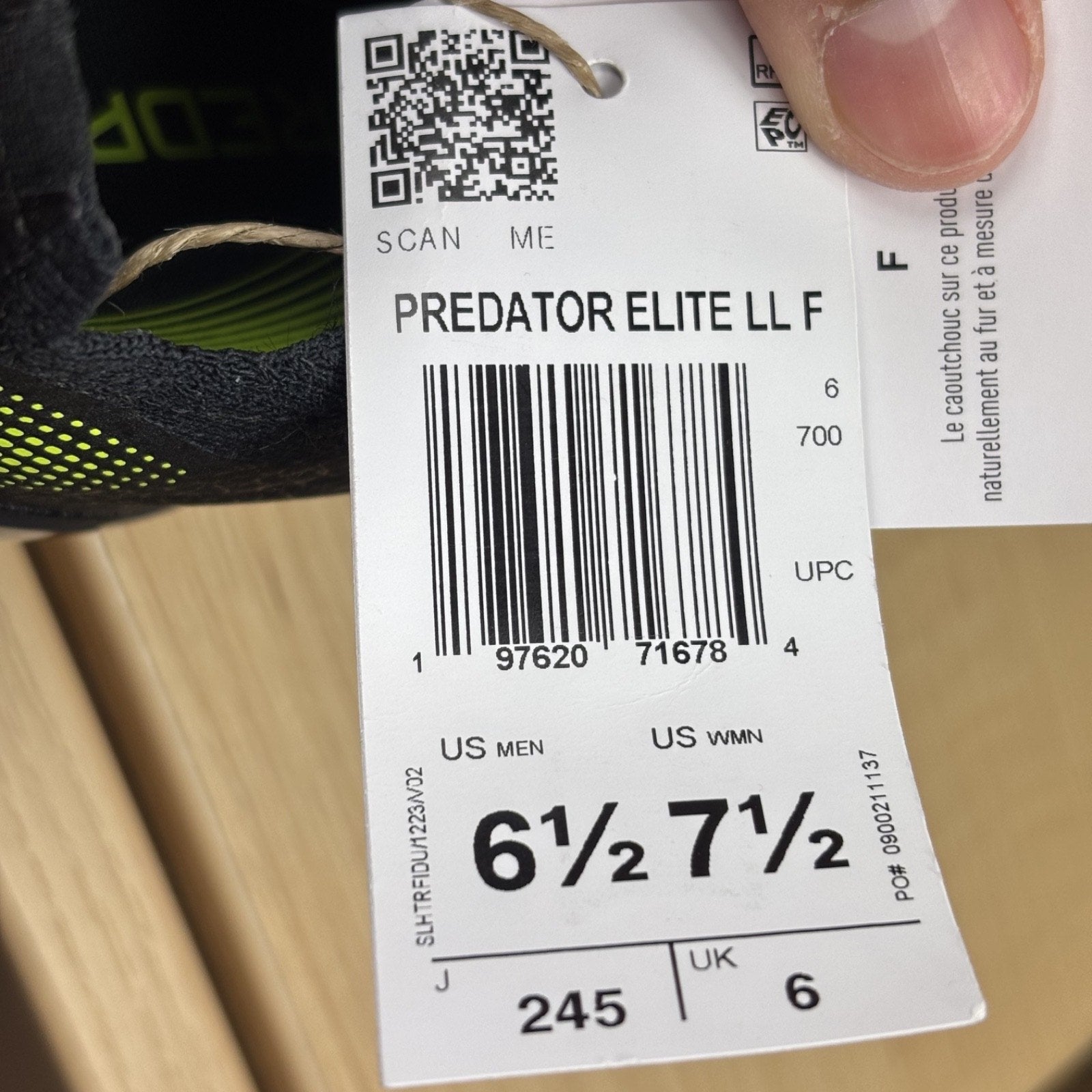 Adidas Predator Elite LL Laceless FG Soccer Cleats Women's Sz 7.5 Black Volt NEW