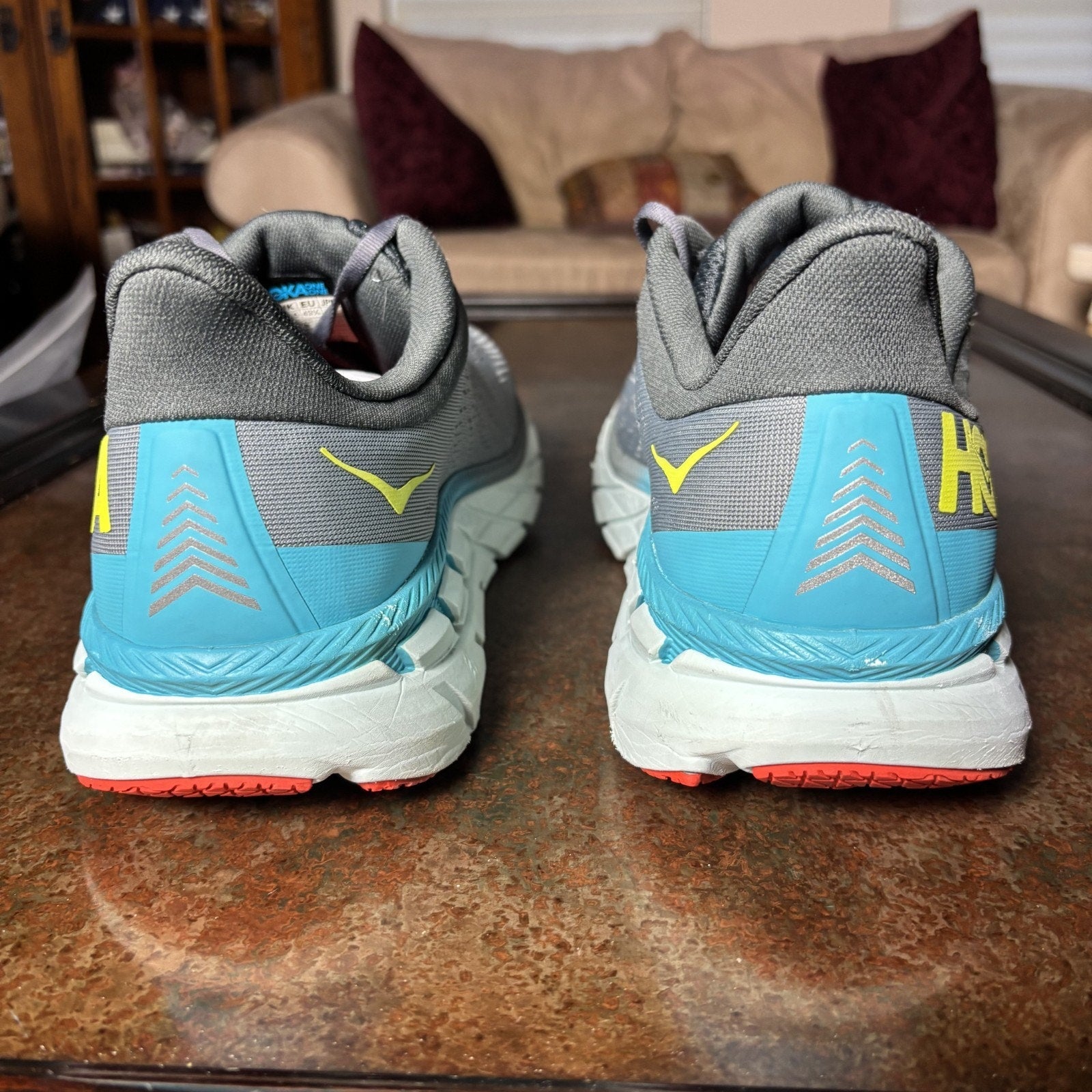 Hoka One One Clifton 7 Shoes Mens Size 14 Grey Road Running Athletic Gym Sneaker