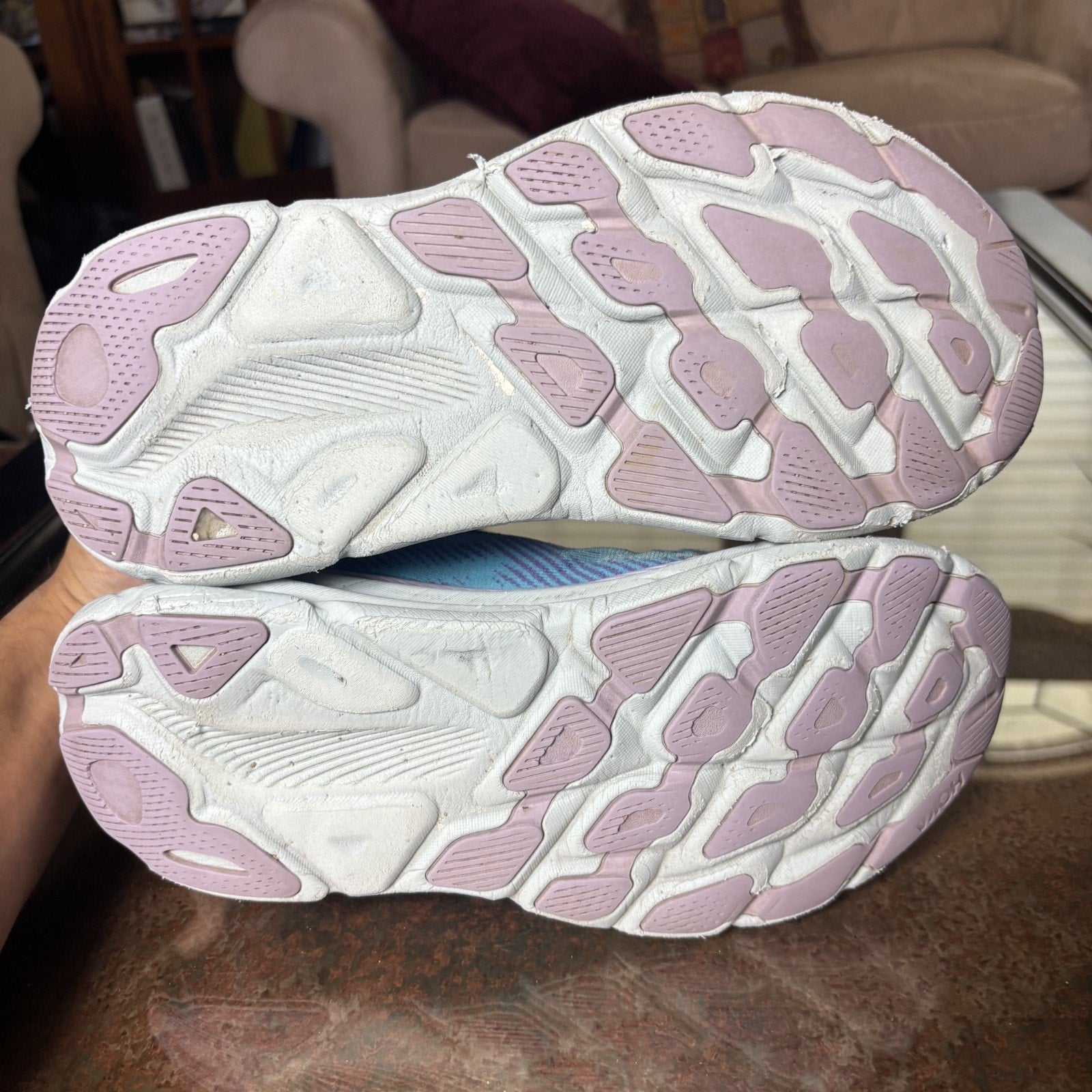Hoka One One Clifton 9 Women's 9 Blue Purple Road Running Athletic Shoes Sneaker