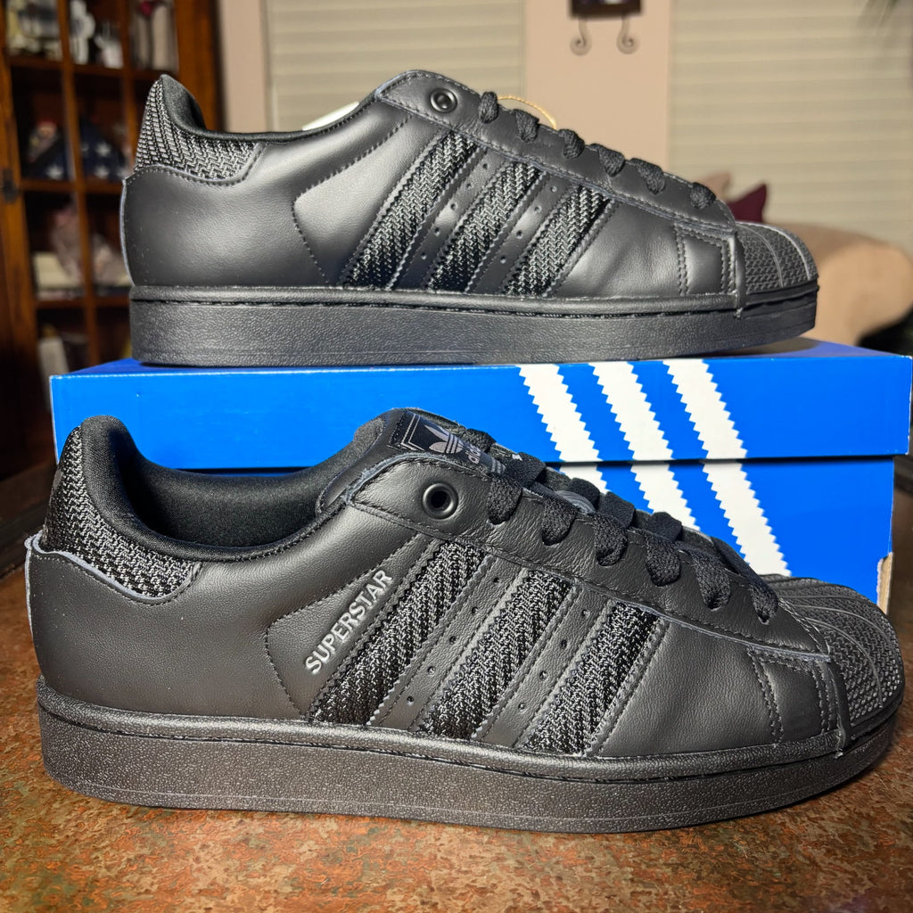 Adidas Originals Superstar II Shoes Black Leather Mesh Casual Sneaker Mens Sizes