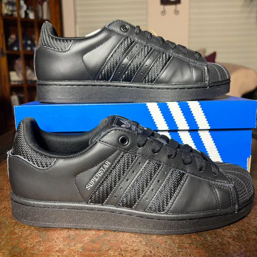 Adidas Originals Superstar II Shoes Black Leather Mesh Casual Sneaker Mens Sizes