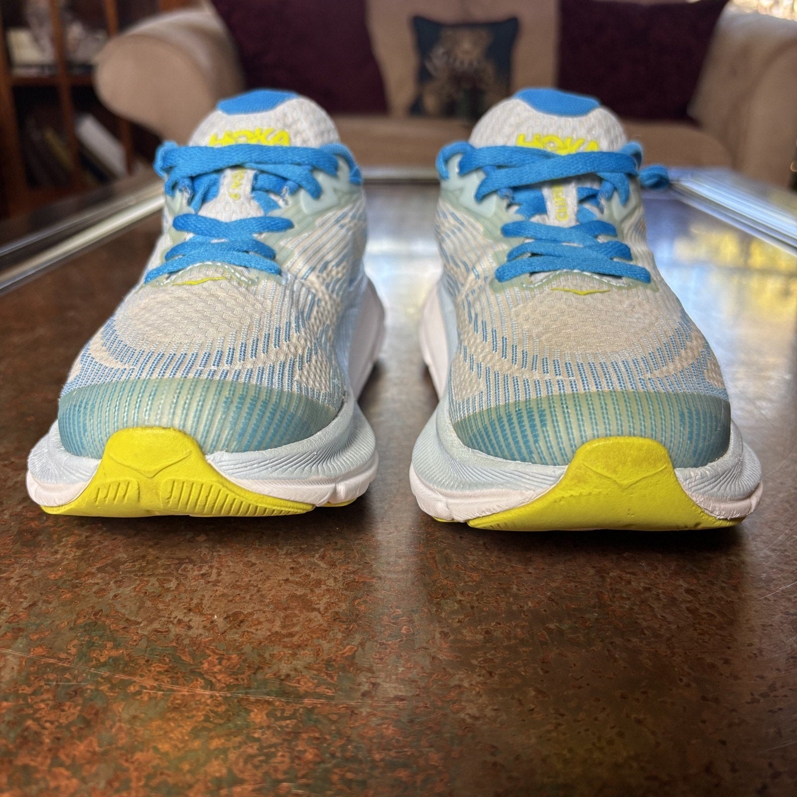 Hoka One One Clifton 9 Shoes Women's Size 7 Blue Athletic Road Running Sneakers