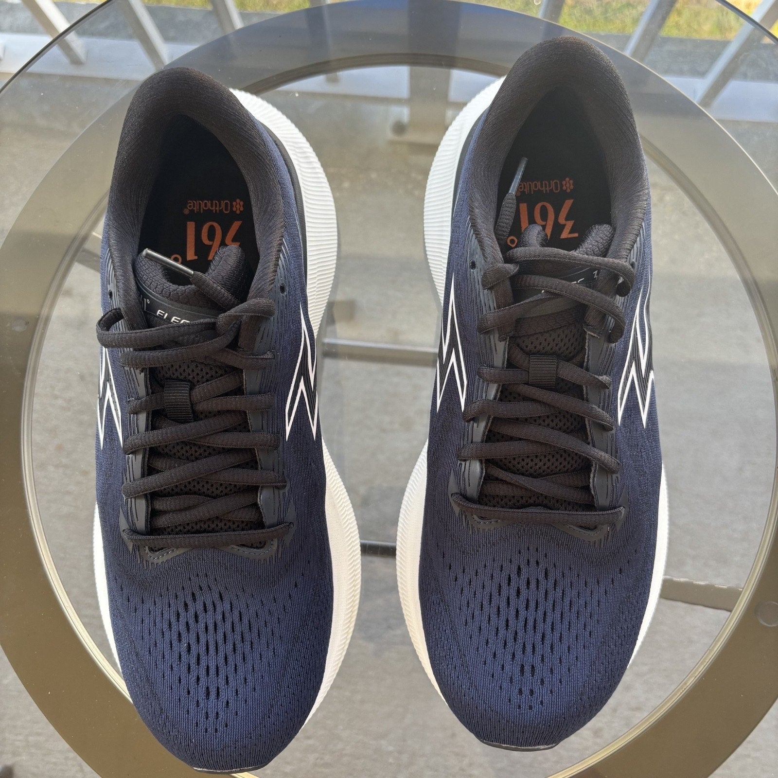 361 ° Degrees Eleos Shoes Mens Sz 9.5 Blue White Road Running Athletic Cushioned