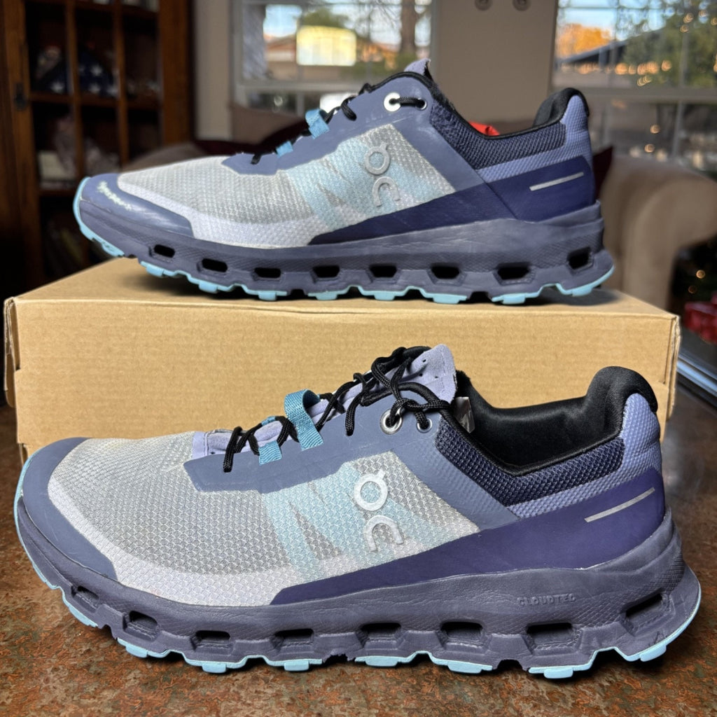 On Running Cloudvista Trail Shoes Women's 9.5 Gray Blue Hiking Outdoor Sneakers