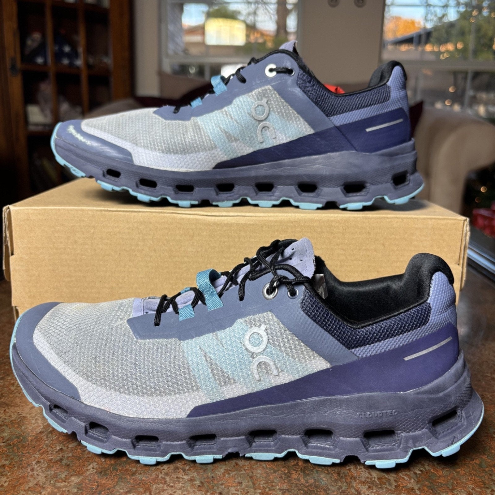 On Running Cloudvista Trail Shoes Women's 9.5 Gray Blue Hiking Outdoor Sneakers