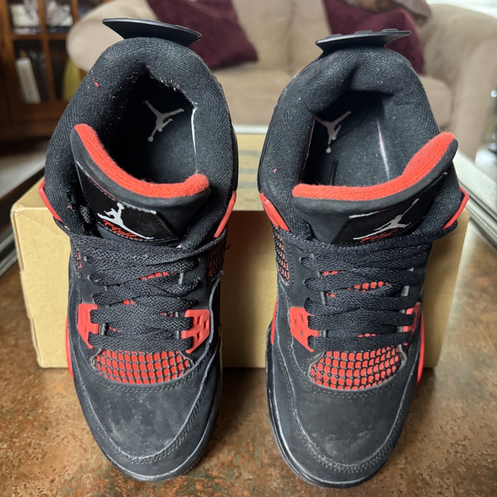 Nike Air Jordan 4 Retro GS Shoes Boys 6Y Red Thunder Black Basketball Sneakers