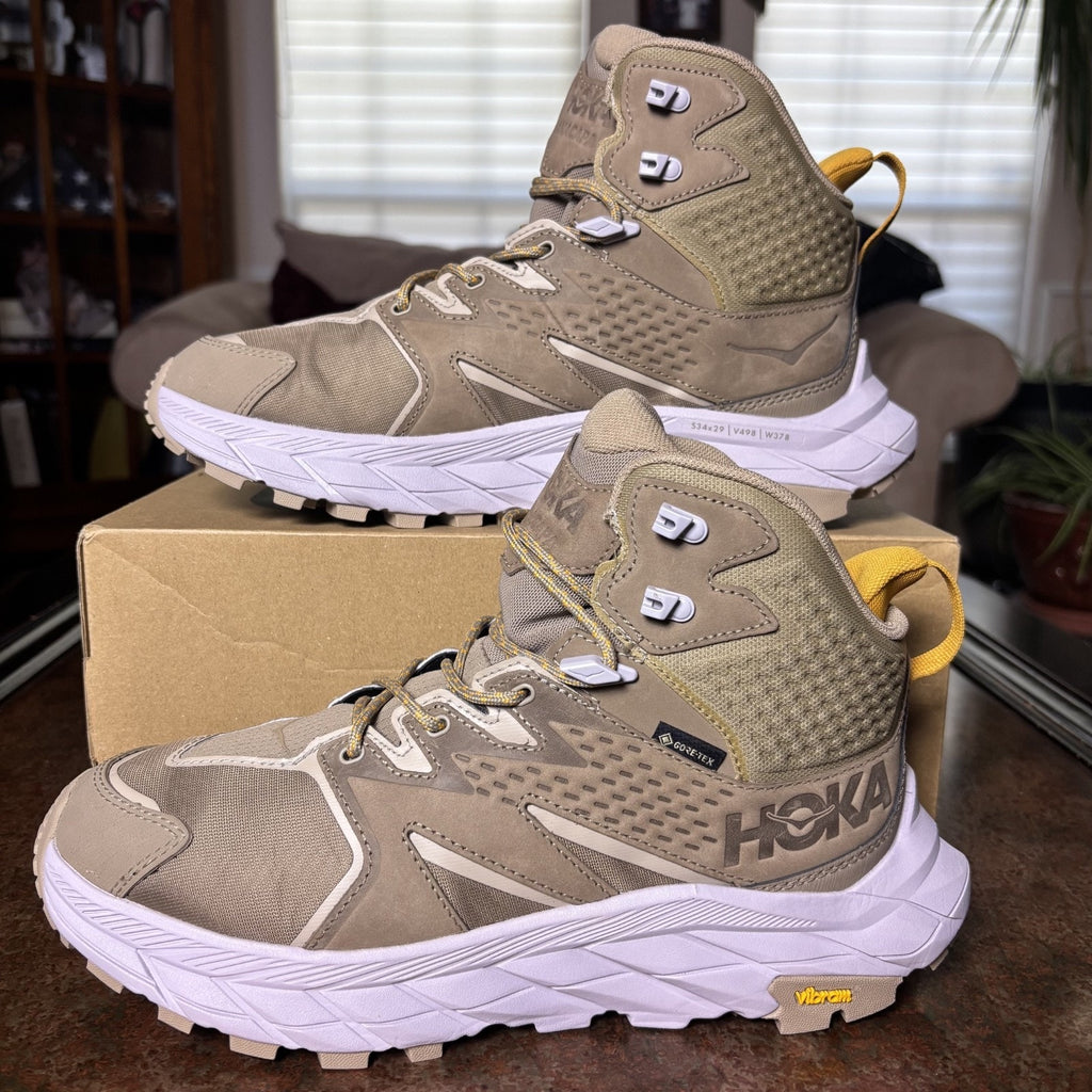 Hoka One One Anacapa Mid GTX Hiking Boots Women's 9.5 Tan Outdoor Trail Shoe NEW