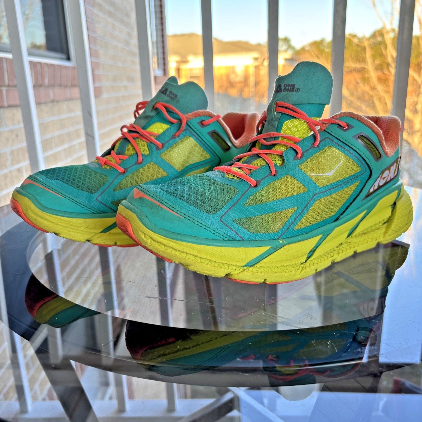 Hoka One One Clifton 1 Shoes Women's 9 Multicolor Road Running Athletic Sneakers