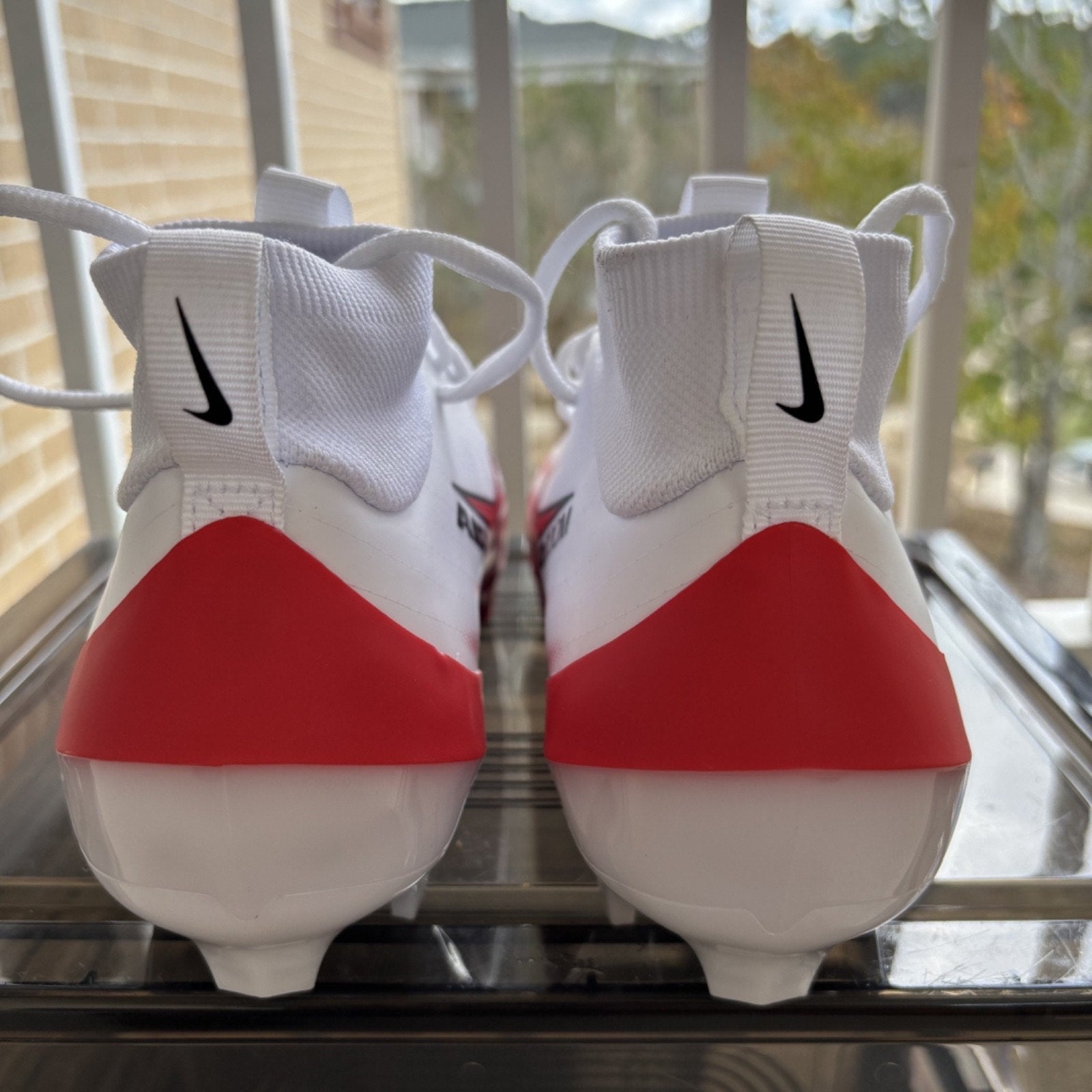 Nike Zoom Air Vapor Pro 1 Football Cleats Mens Size 8 White Red FB3298-102