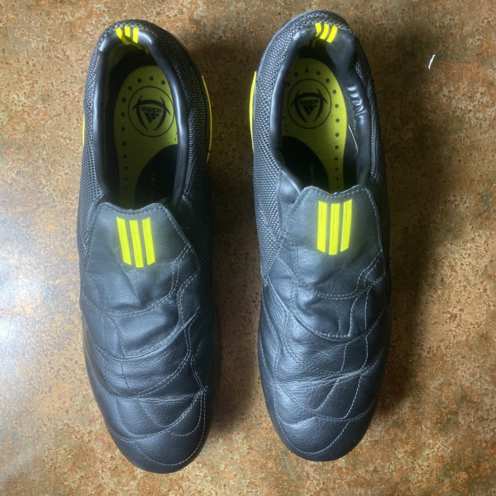 Adidas F30 FG 2003 Vintage Black Yellow Leather Soccer Boots Cleats Mens Sz 12